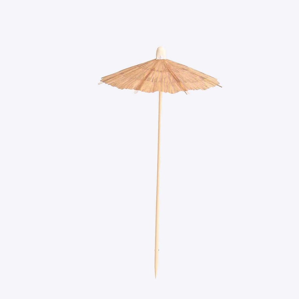 NATURAL 50 Bamboo Skewers 6&#x22; Sustainable COCKTAIL PICKS Paper Umbrella Top