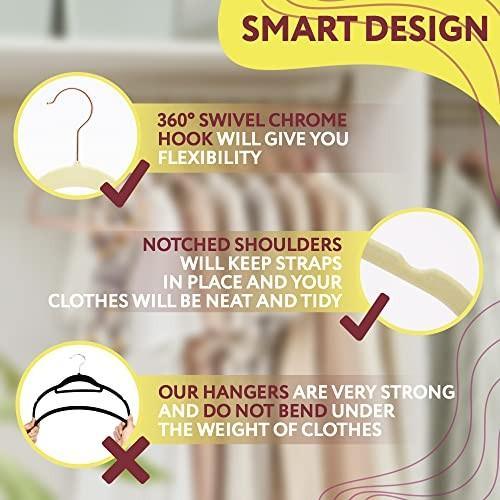 Beige Velvet Hangers 17.5 . Pack of 5 Thin Hangers Non Slip Velvet for Any Clothing Style. Sturdy & Heavy Duty Velvet Hanger 17.5 Inch Size. Portable Adult Velvet Clothes Hangers