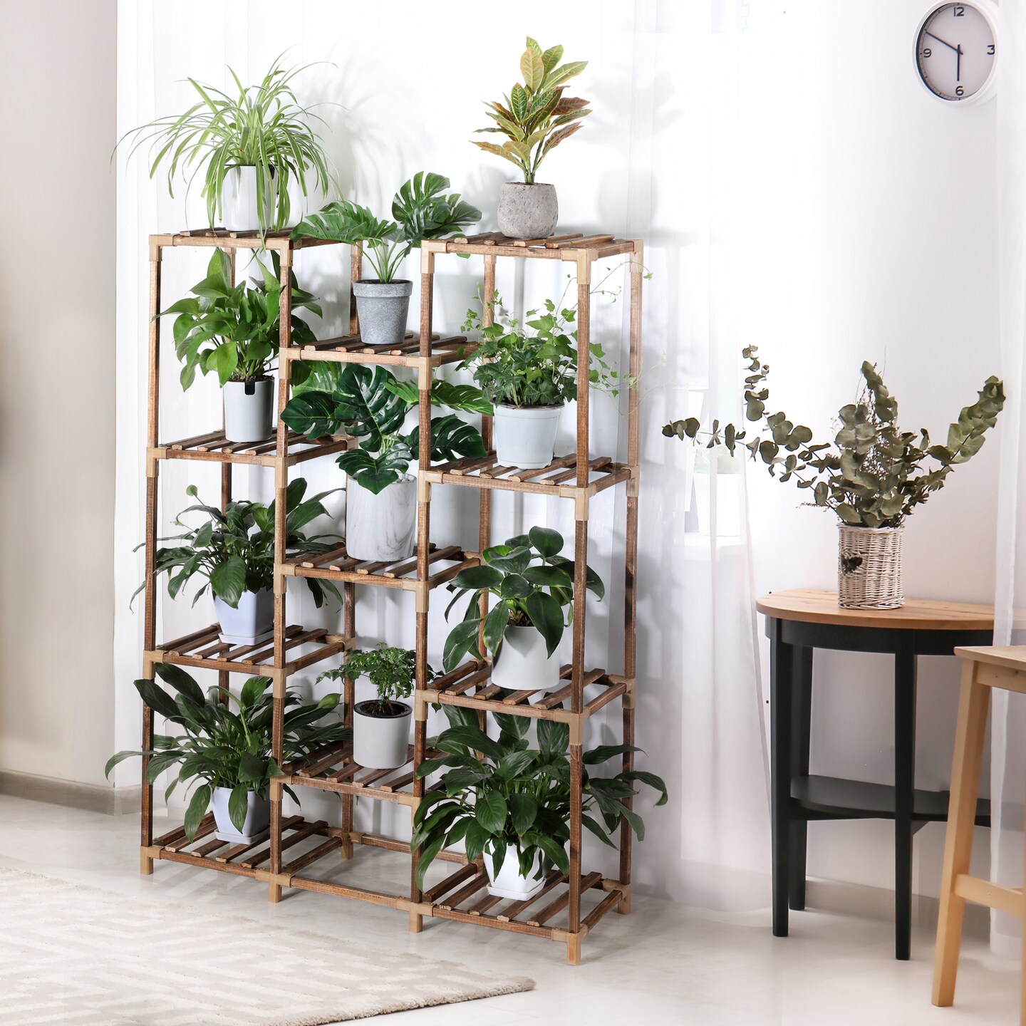 Wood Plant Stand Bookshelf Rack Plants Display Shelf Storage