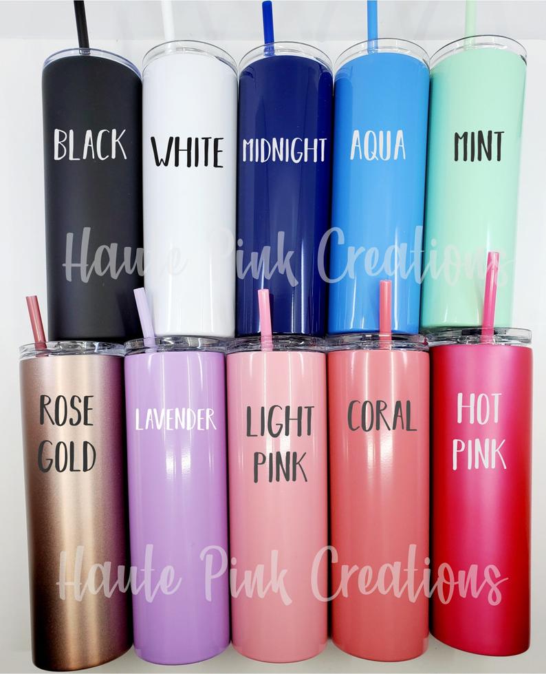 Personalized 20 oz Skinny Tumbler, Insulated Personalized Tumbler,  Stainless Steel Tumbler with Matching Straw, Keeps Drinks Cold 12 hours |  MakerPlace by Michaels