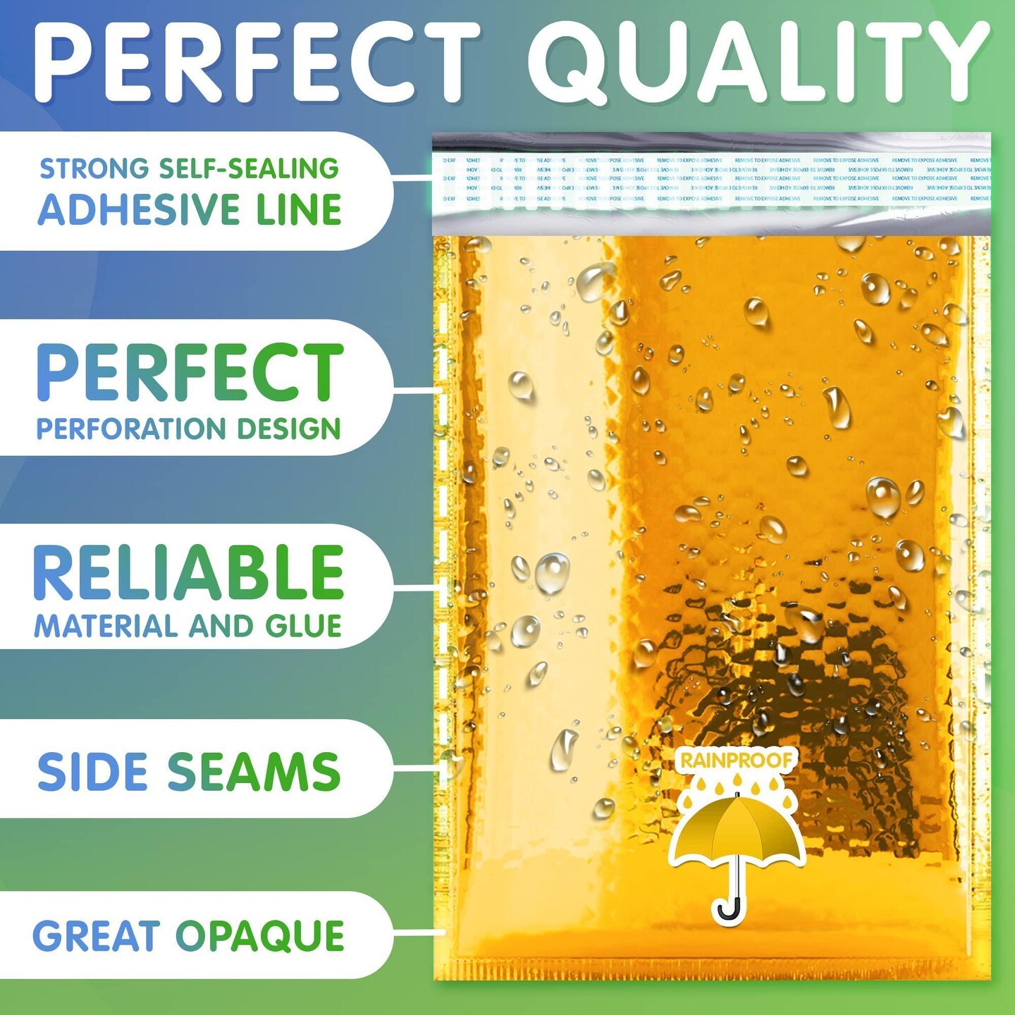 AMIFF Gold Metallic Bubble Mailers 4 x 7 Pack of 50 Opaque Mail Bubble Envelopes with Sturdy Adhesive Line Reliable Padded Shipping Envelopes Waterproof Padded Envelopes Various Sizes