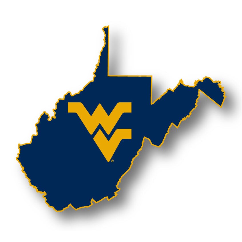 West Virginia Mountaineers 4-Inch State Shape Ncaa Vinyl Decal Sticker For Fans Students And Alumni