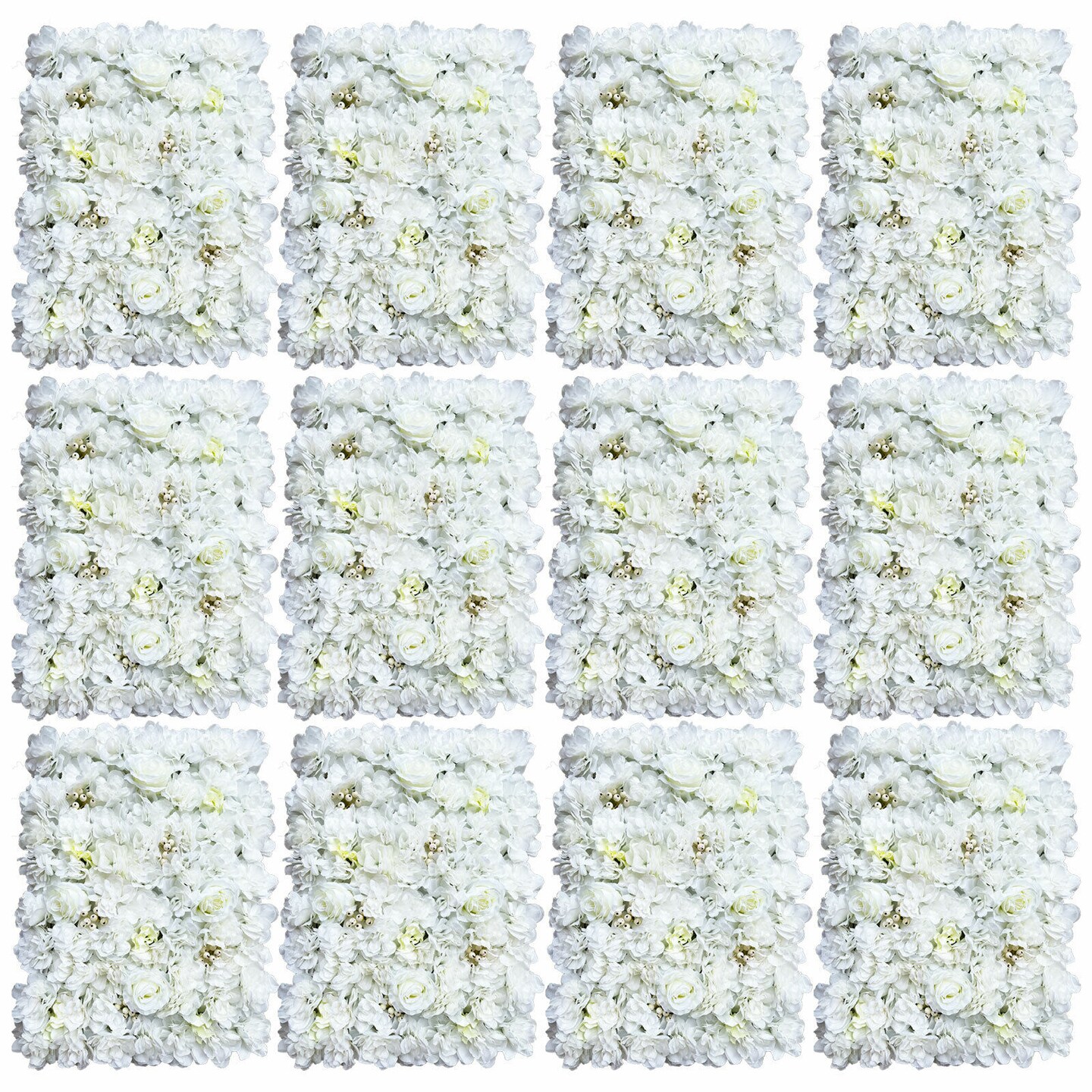 Kitcheniva 12 White Artificial Flower Wall Panel
