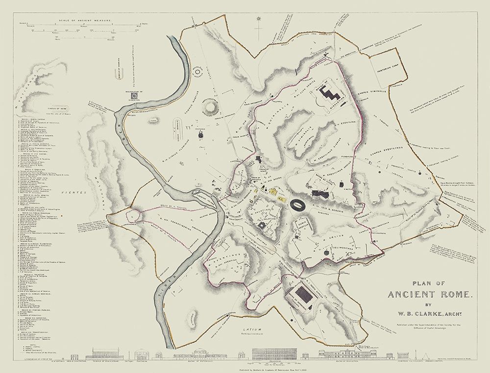 Ancient Rome Italy - Clarke 1830 Poster Print by Clarke Clarke # ITRO0013