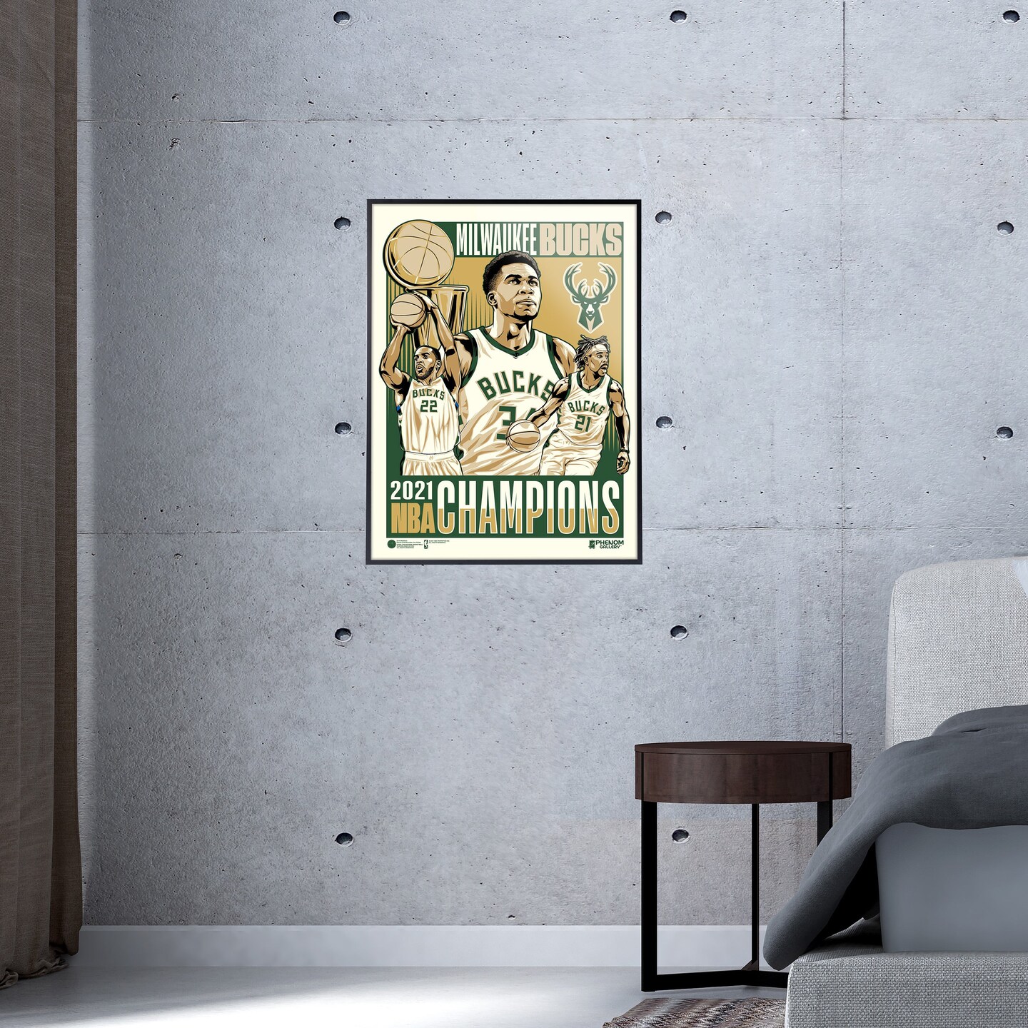 Phenom Gallery Milwaukee Bucks 2021 NBA Championship 18&#x22; x 24&#x22; Serigraph