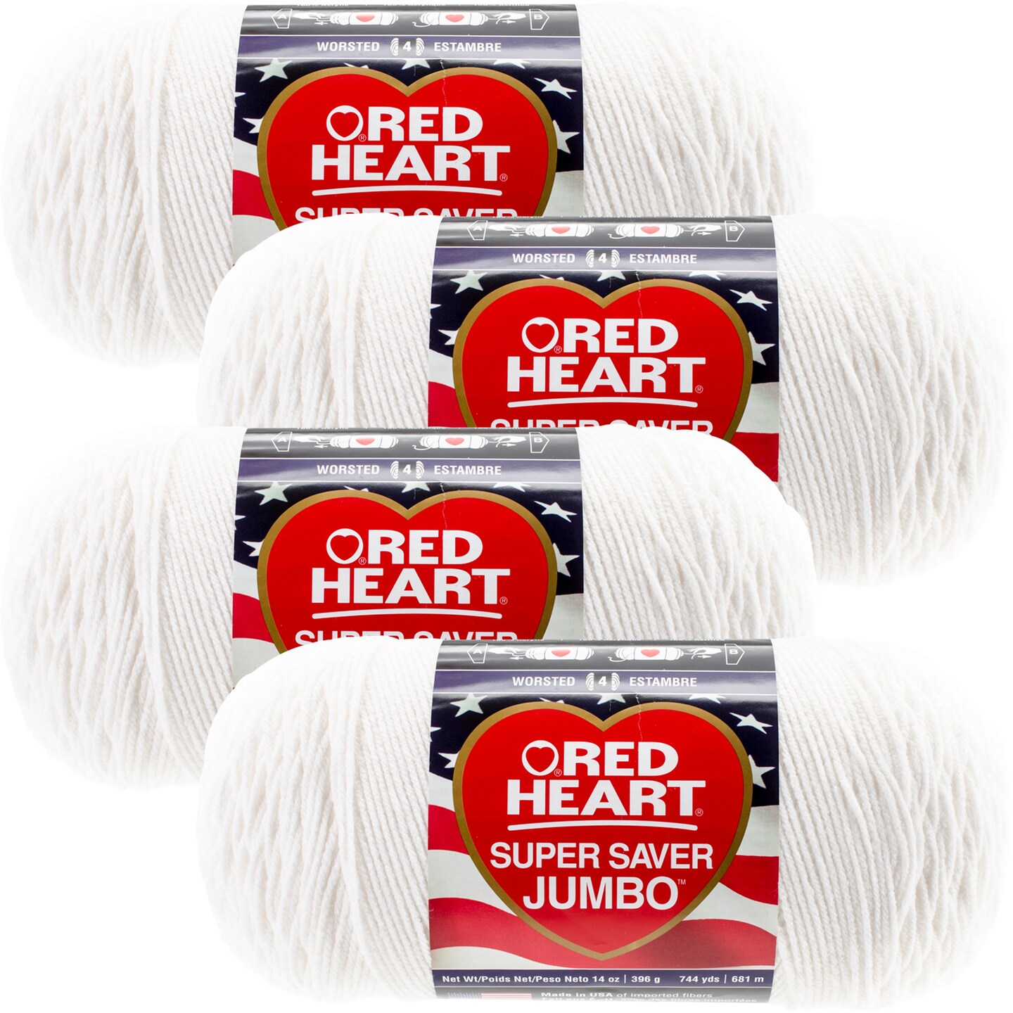 Red Heart Super Saver Jumbo garen, kersenrood, 2 stuks, 396 gram, acryl, #4 kamgaren (medium), 680 meter, voor breien/haken