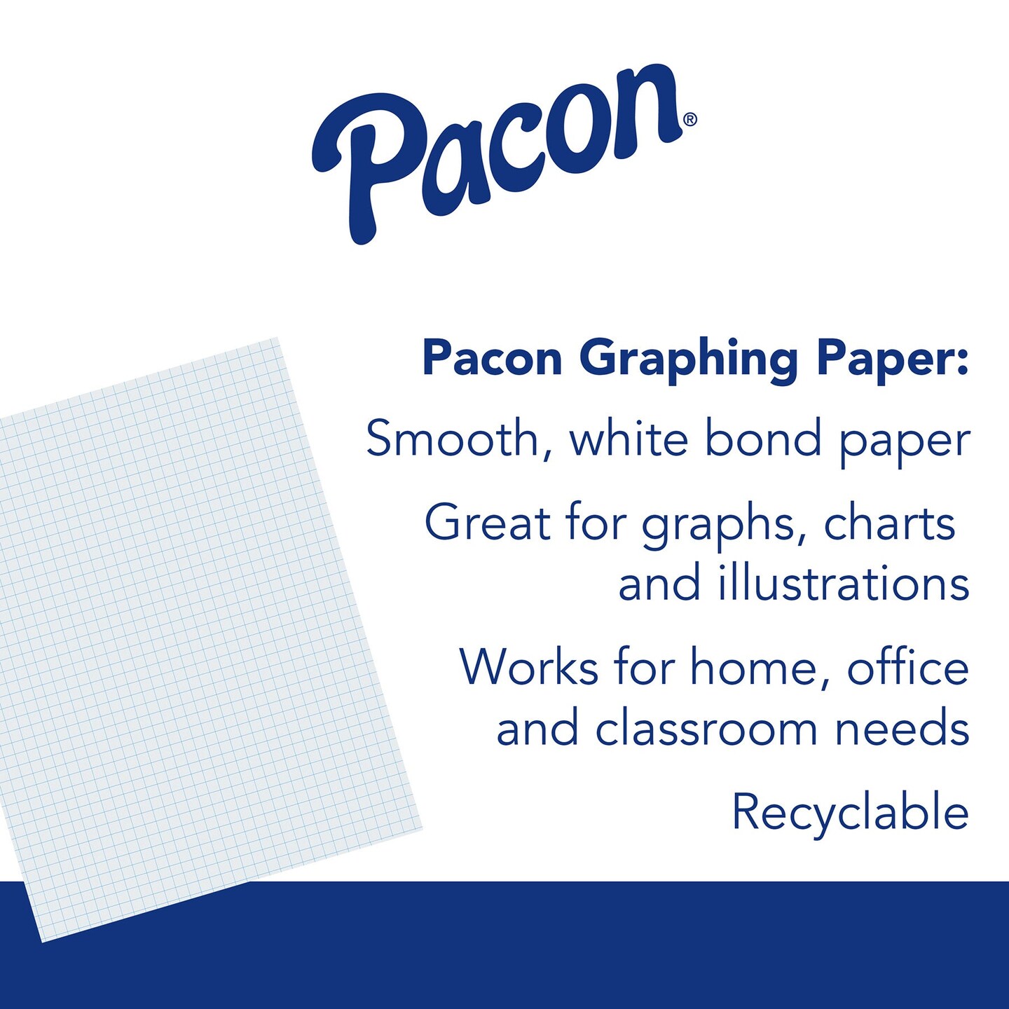 Graphing Paper, White, 3-Hole Punched, 1/4&#x22; Quadrille Ruled, 8&#x22; x 10-1/2&#x22;, 80 Sheets Per Pack, 6 Packs