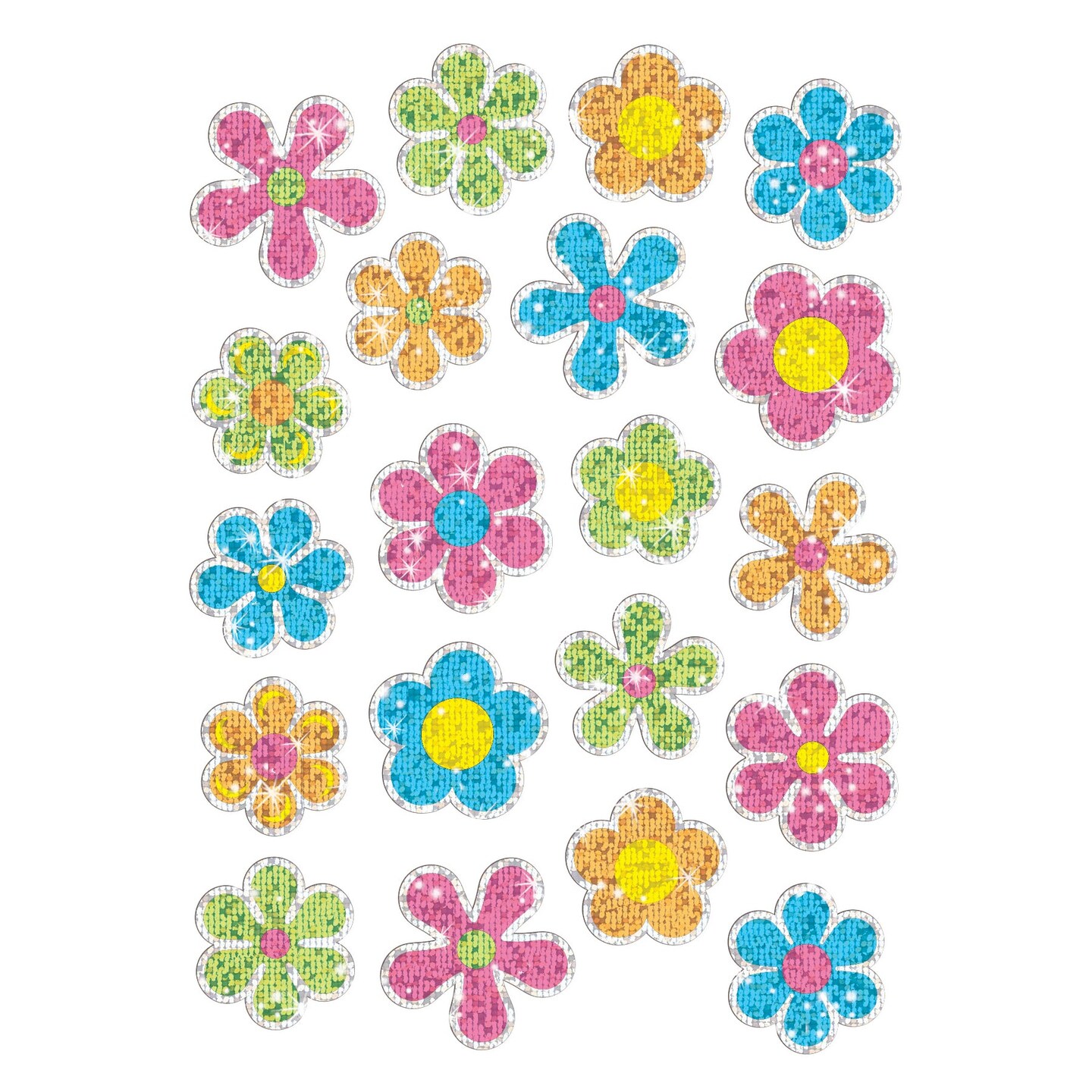 Flower Power Sparkle Stickers&#xAE;-Large, 40 Per Pack, 12 Packs
