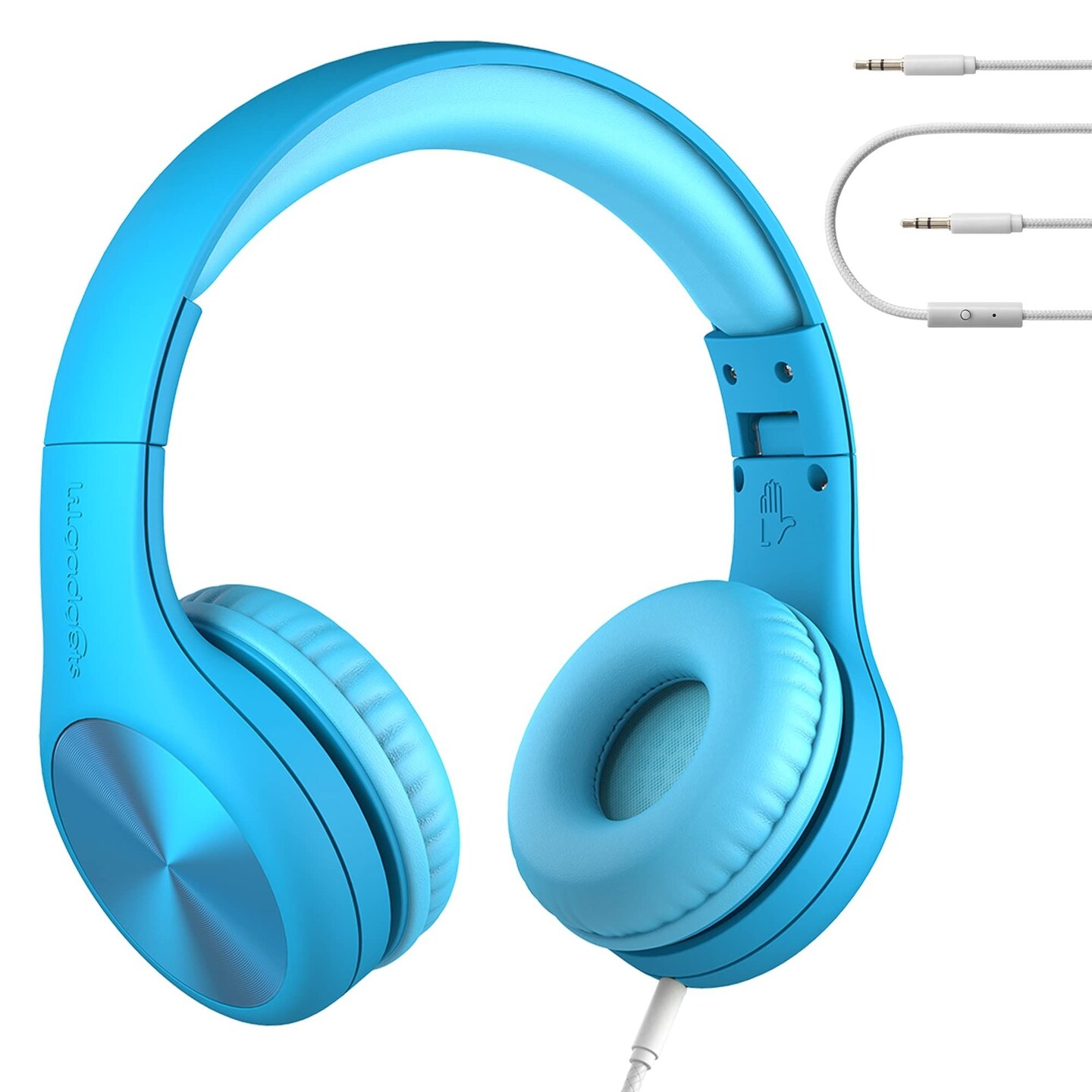 LilGadgets Connect+ Pro Wired Kids Headphones for School with Microphone, Volume Limiting &#x26; Noise Cancelling Over-Ear Headset with Cord, SharePort Technology &#x26; SoftTouch Padding, Blue