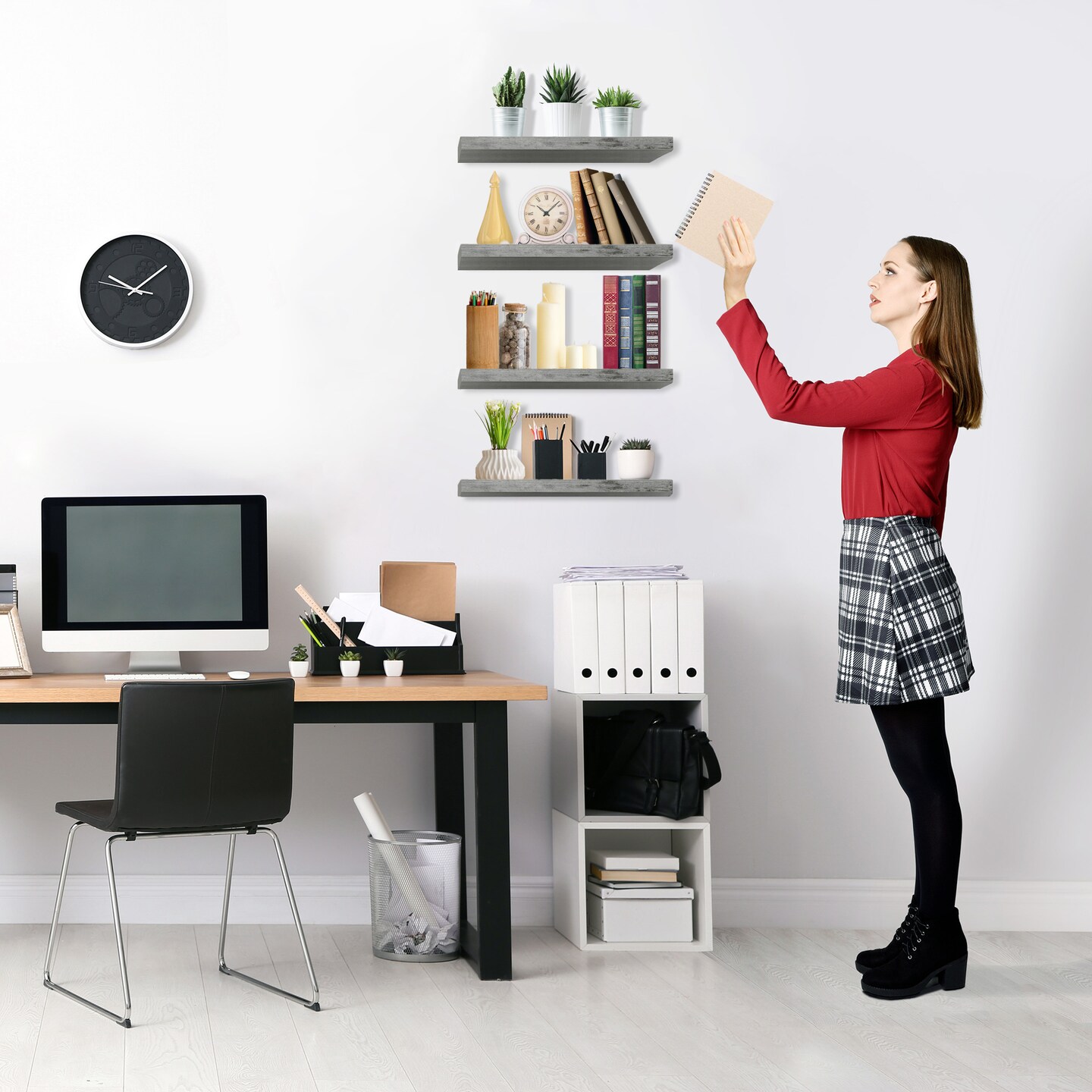 Sorbus 4 Pack Wall Mounted Floating Shelves - for storage and displaying showpieces, home decor items, and other prized possessions