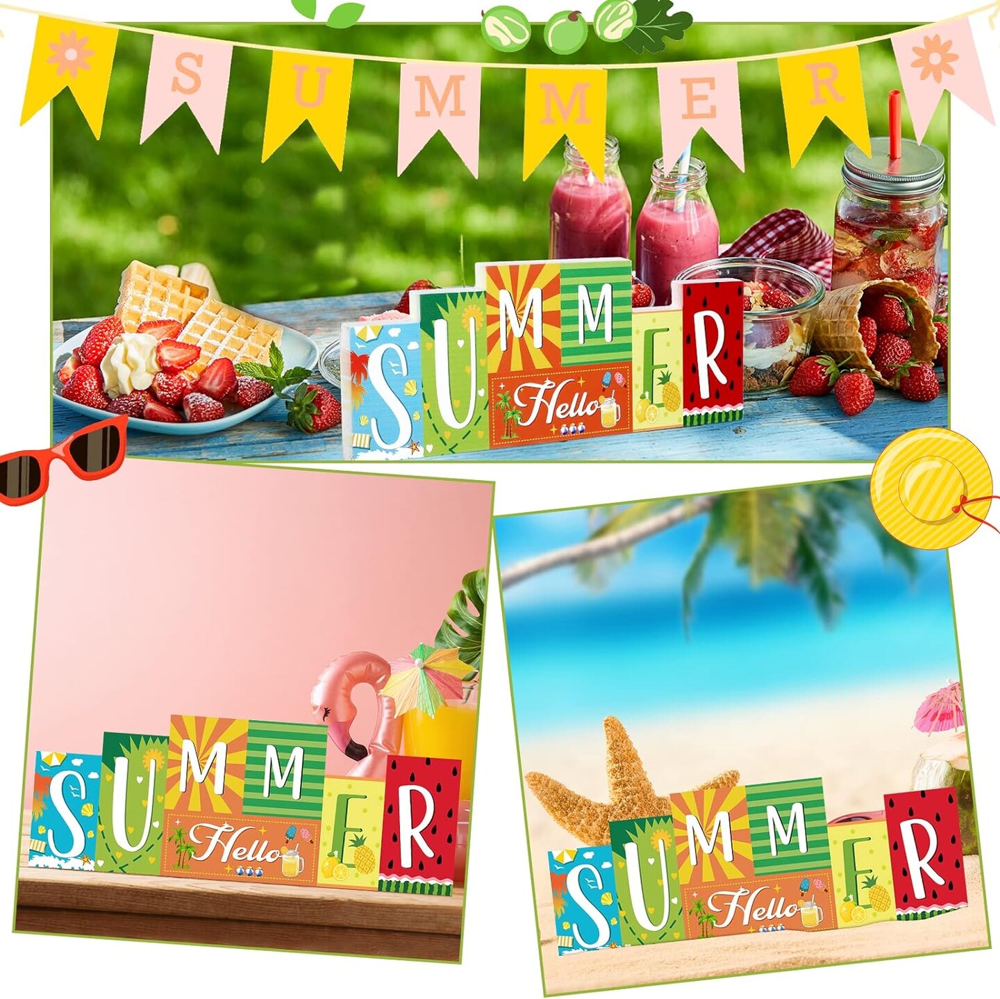 Reversible Summer Wooden Table Sign