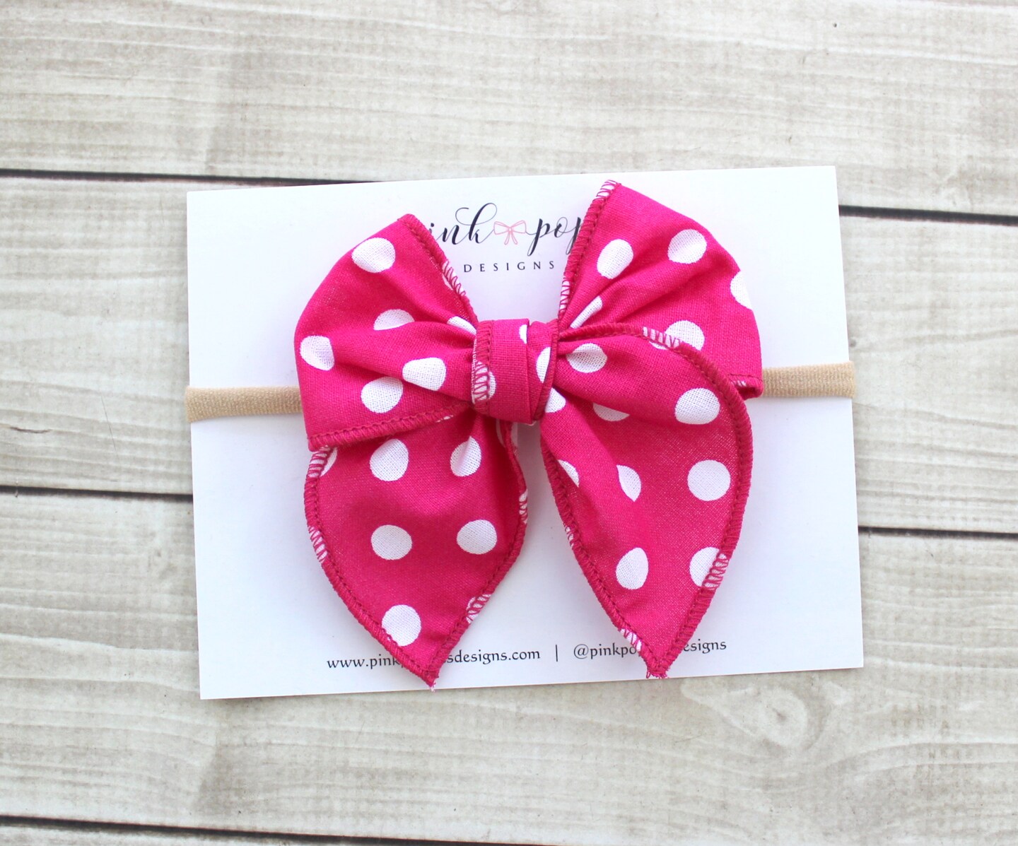 Pink and White Polka Dot Bow, Disney Hair Bow, Minnie Mouse  display picture 1