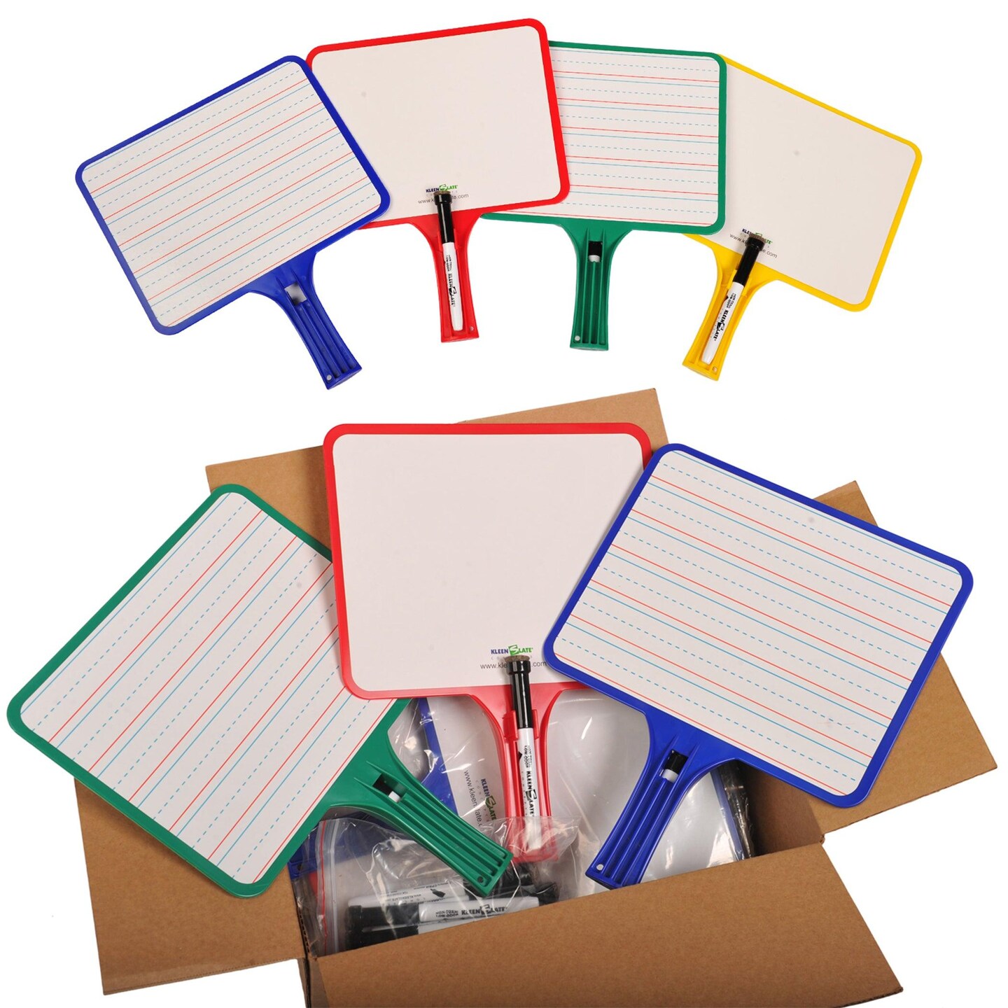 Rectangular Dry Erase Whiteboards with Markers, Blank/Lined Double-Sided, Assorted, Pack of 24