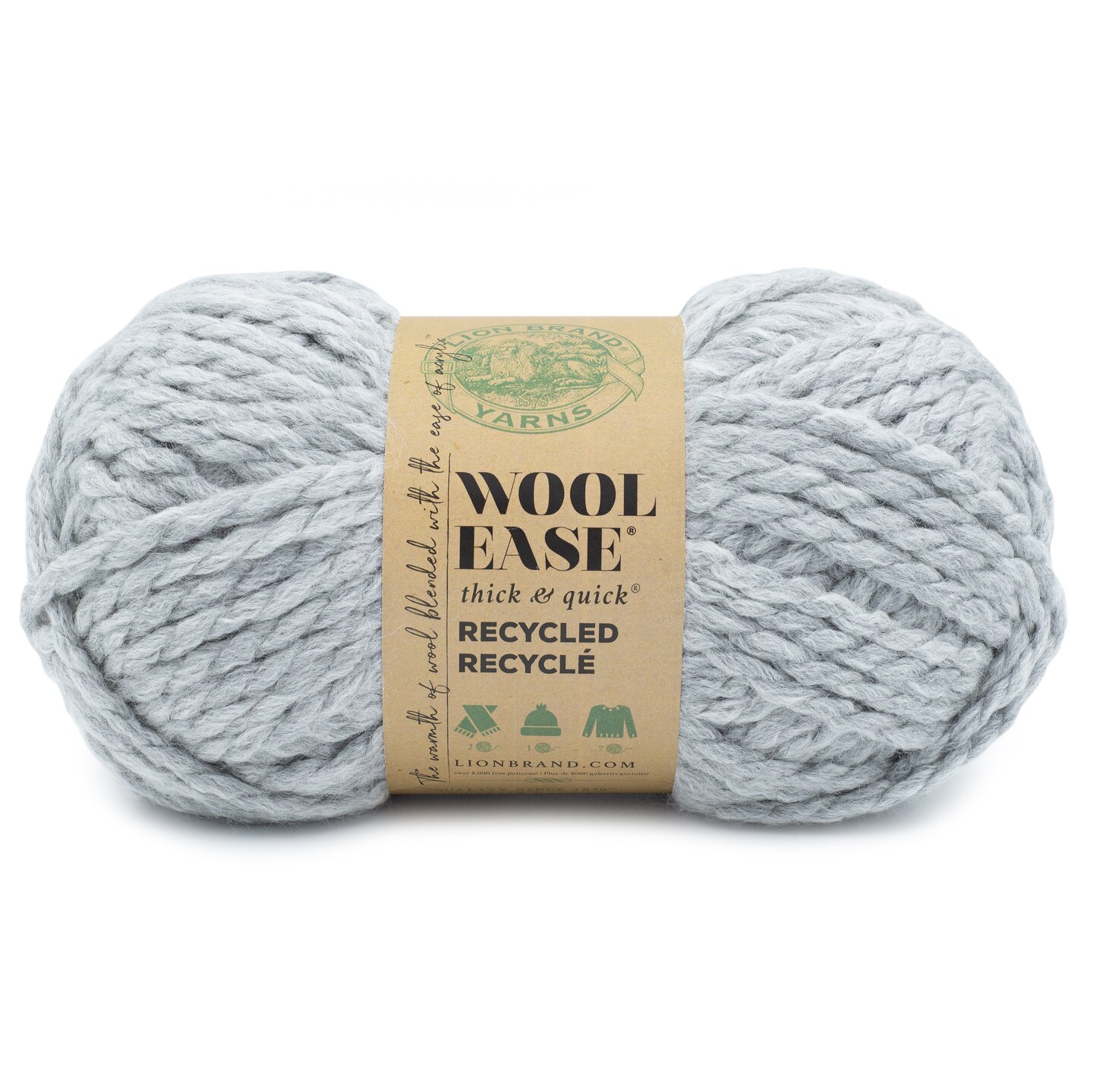 Lion Brand Wool-Ease Thick &#x26; Quick Recycled Yarn-Grey