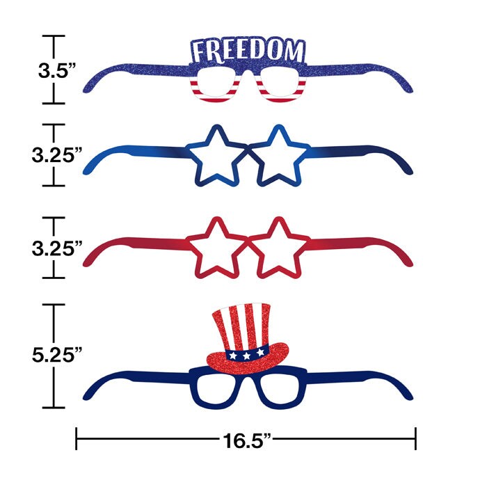 Patriotic Paper Glasses (4/Pkg)