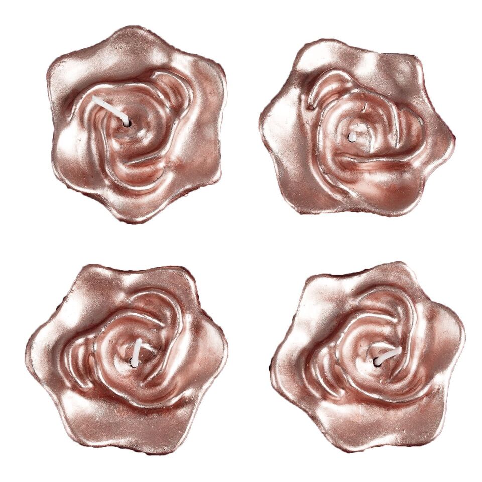 4 Rose Gold Wedding Roses Flowers Floating Candles Party Centerpieces