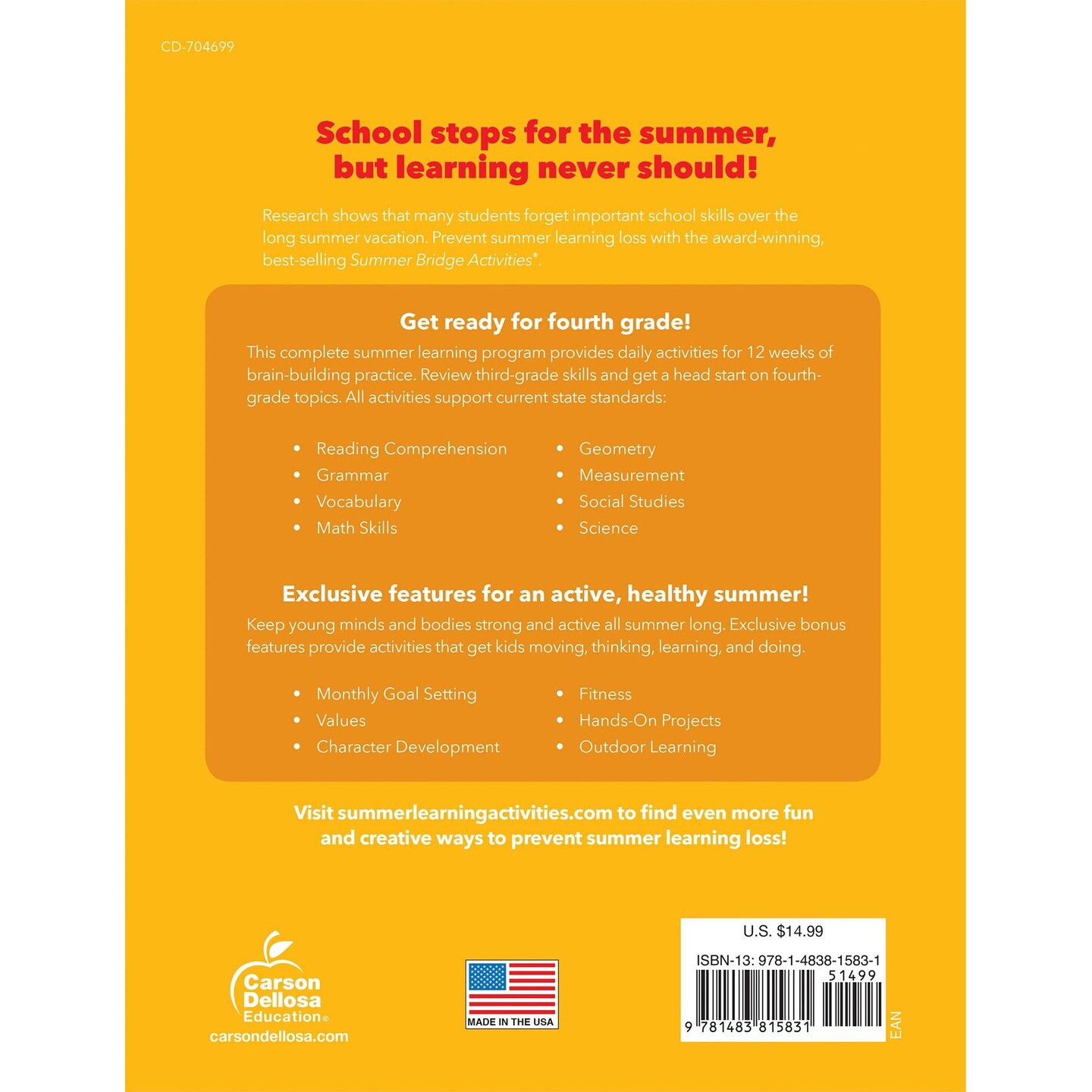 Summer Bridge Activities&#xAE; Workbook, Grade 3-4, Paperback