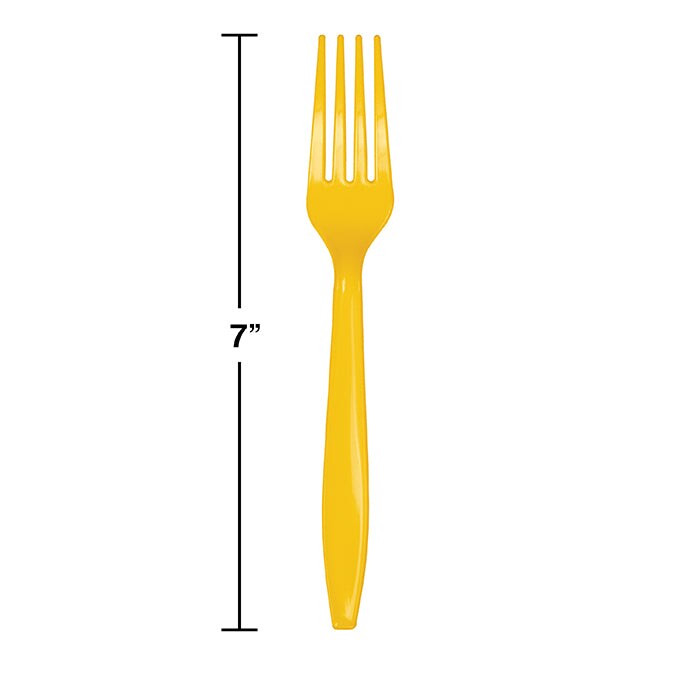 School Bus Yellow Plastic Forks, 24 ct