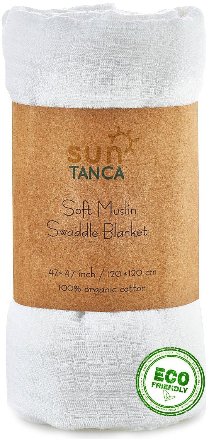 White Muslin Baby Swaddle Blanket – 100% Organic Cotton Perfect for Swaddling and Nursering – Breathable Soft Cover and Wrap and Crib Muslin Blanket – Best Receiving for Kids Newborn Boy Girl