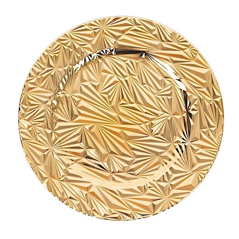 GOLD 6 Round 13&#x22; Metallic Rock Cut Acrylic CHARGER PLATES