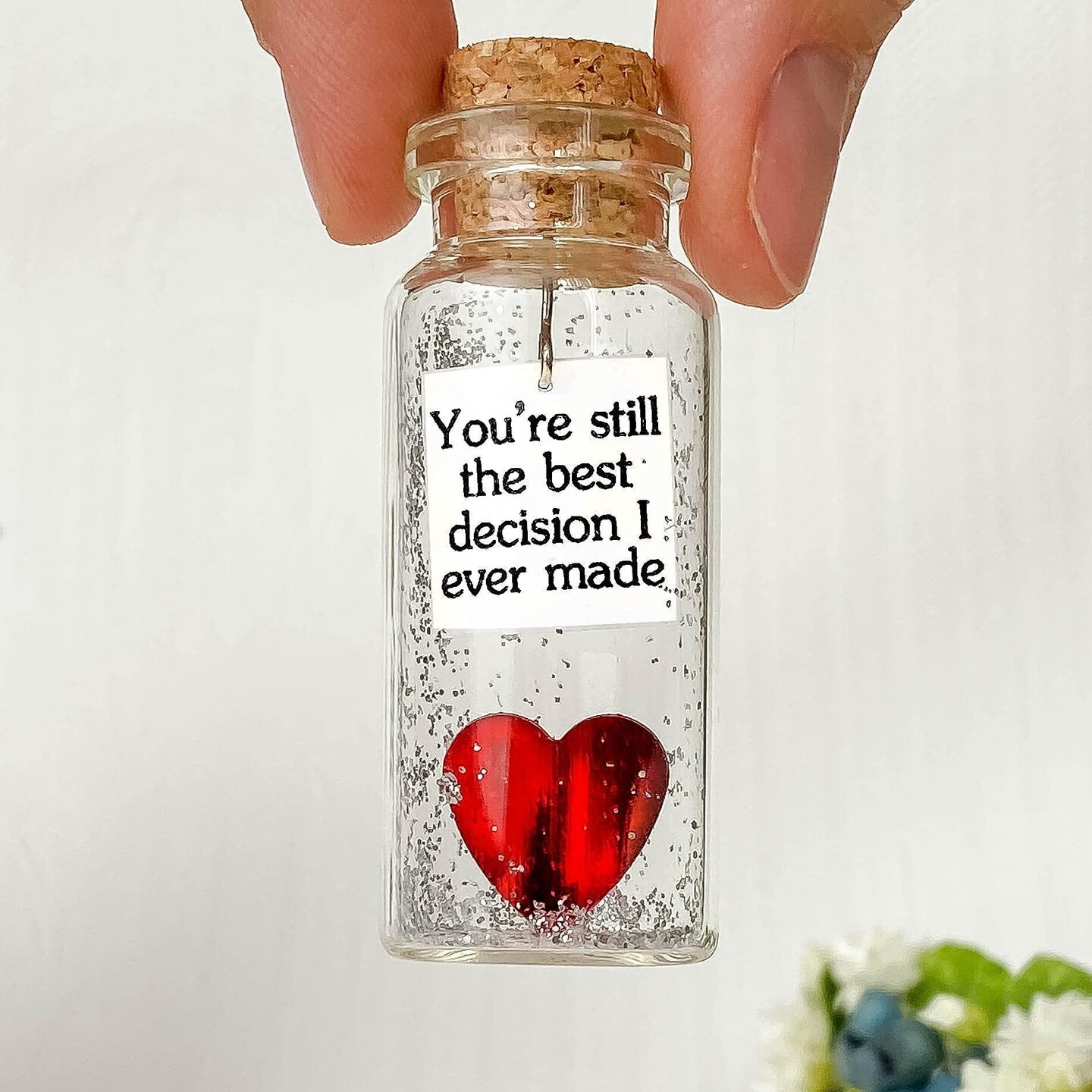 for Her &#x26; Him Romantic Present for Boyfriend Girlfriend Custom Message I Love You Gifts to Wife Husband (Heart   You&#x27;re Still The Best Decision I Ever Made in a Bottle)