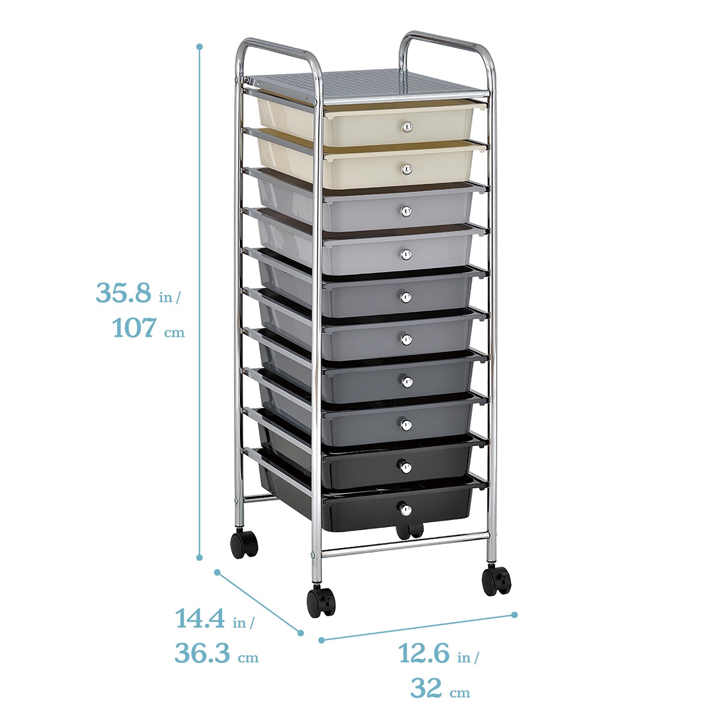 10-Drawer Mobile Organizer, Storage Cart