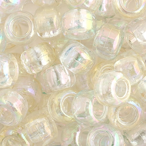 John Bead 9mm Transparent AB Plastic Pony Beads, 1000pcs