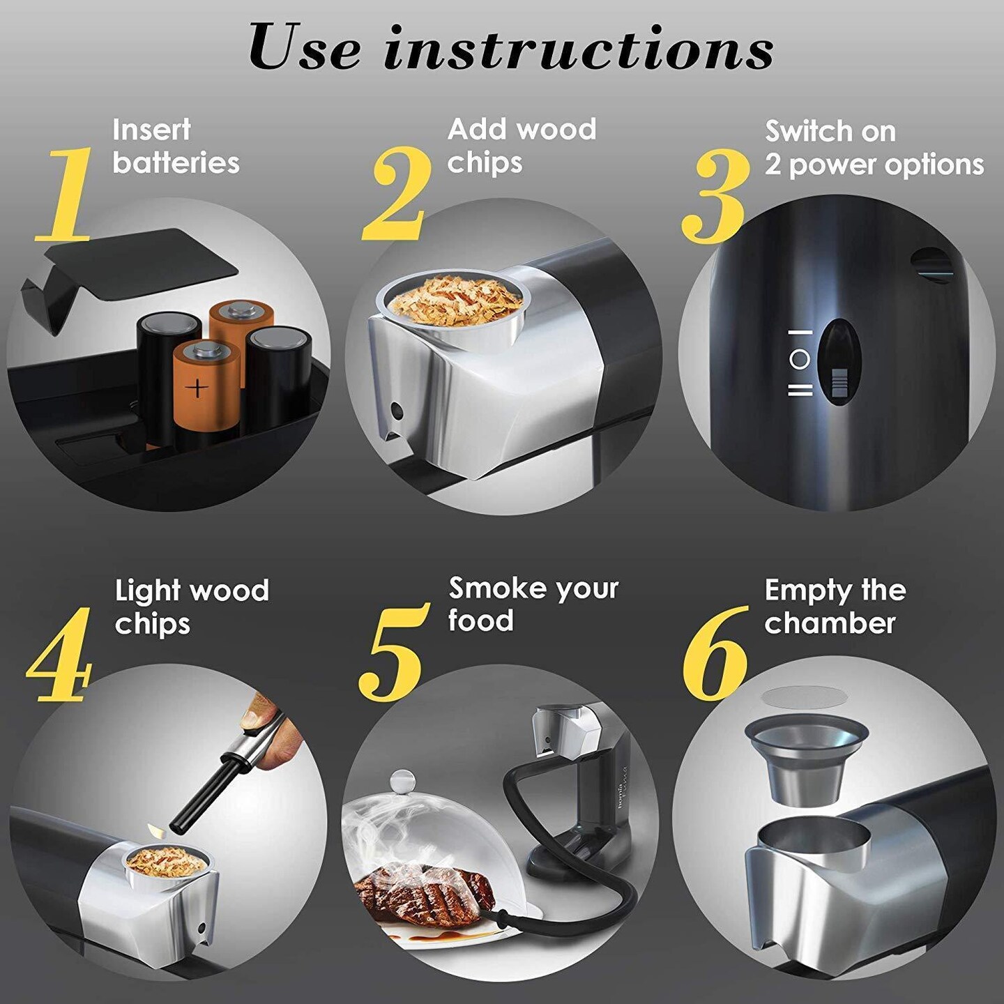 Smoking Gun Wood Smoke Infuser  Extended Kit 14 PCS Smoker Machine with Accessories and Wood Chips  Cold Smoke for Food and Drinks  Gift for Man