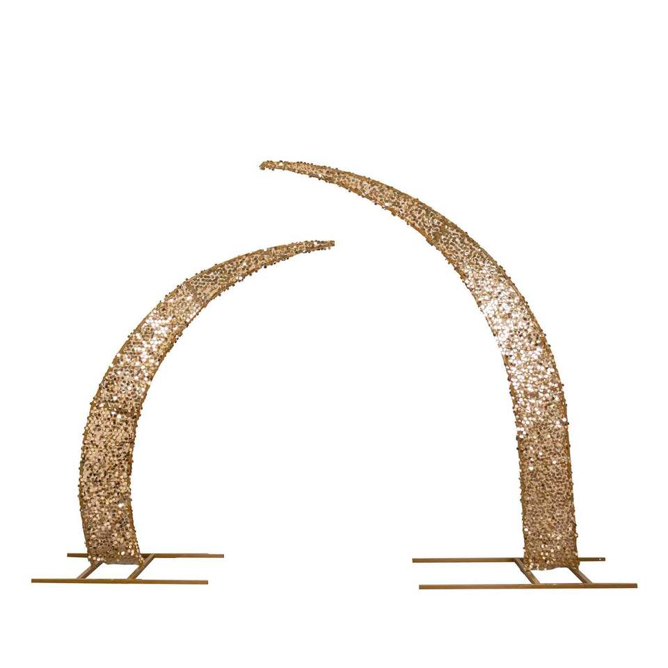 2 GOLD Big Payette Sequin Half Crescent Moon Arch BACKDROP