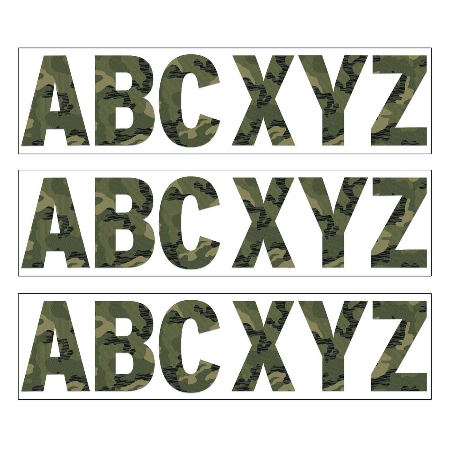 Classic Camo 7&#x22; Deco Letters, 129 Per Pack, 3 Packs