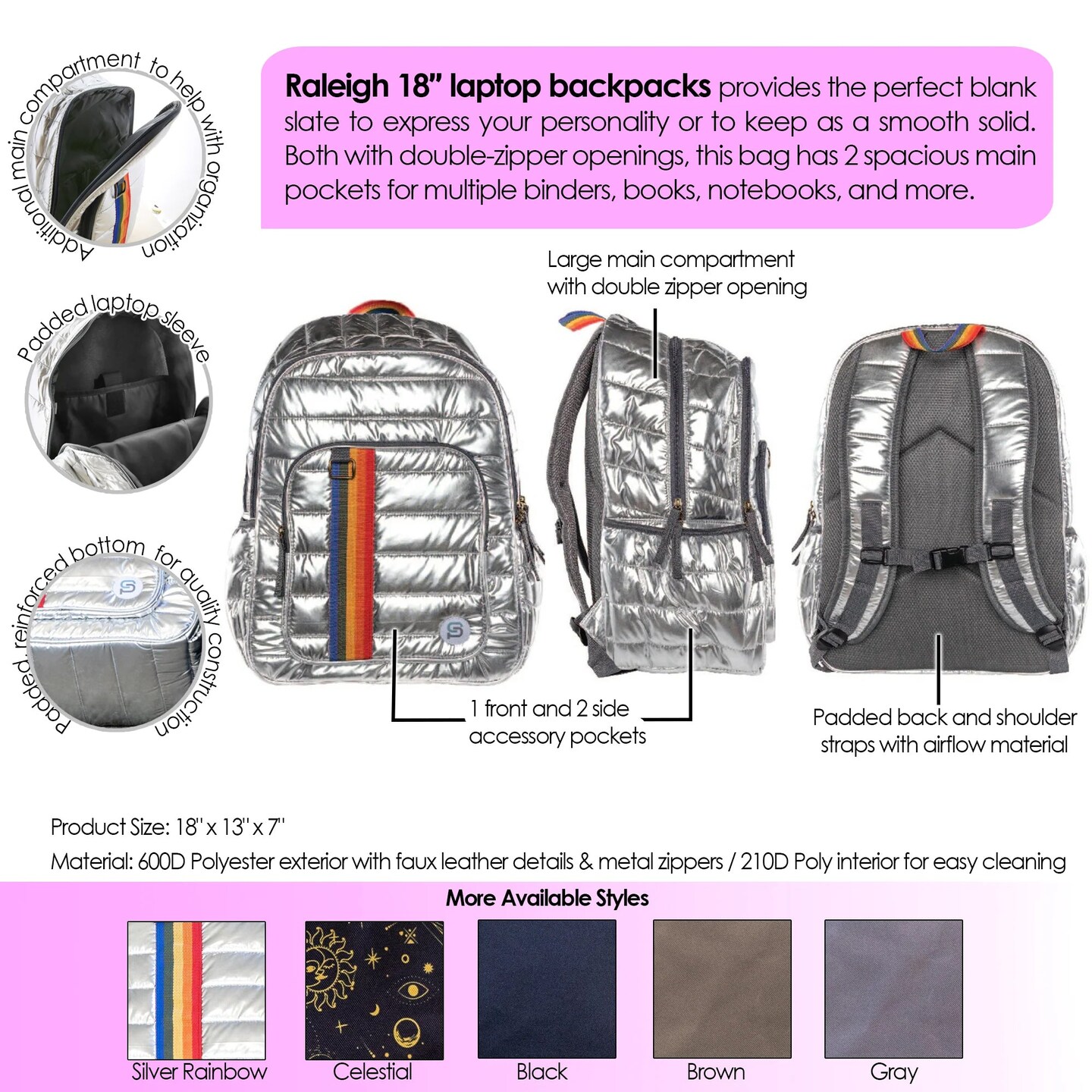 RALEIGH Backpack, 18&#x22;, Celestial
