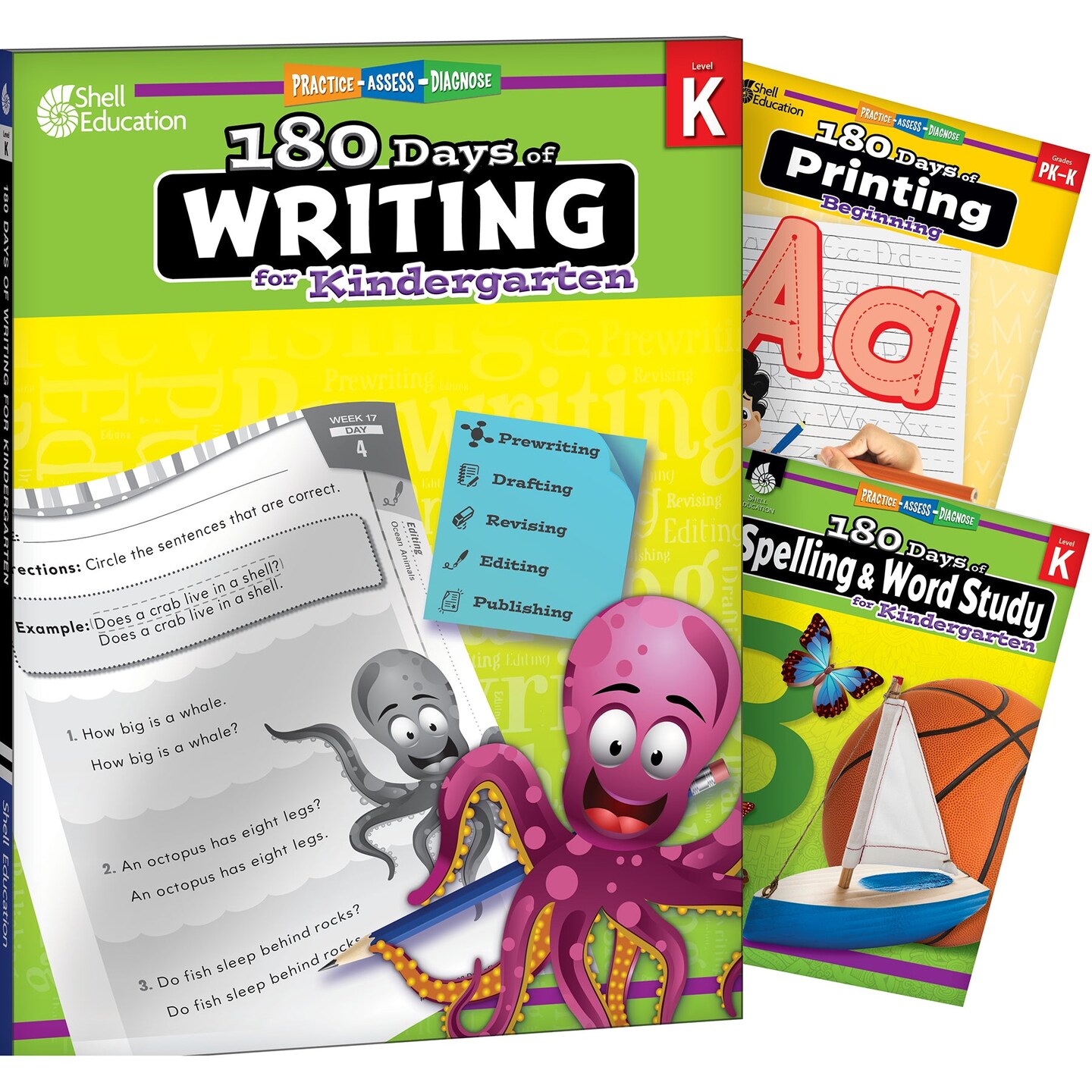 180 Days Writing, Spelling, &#x26; Printing Grade K: 3-Book Set