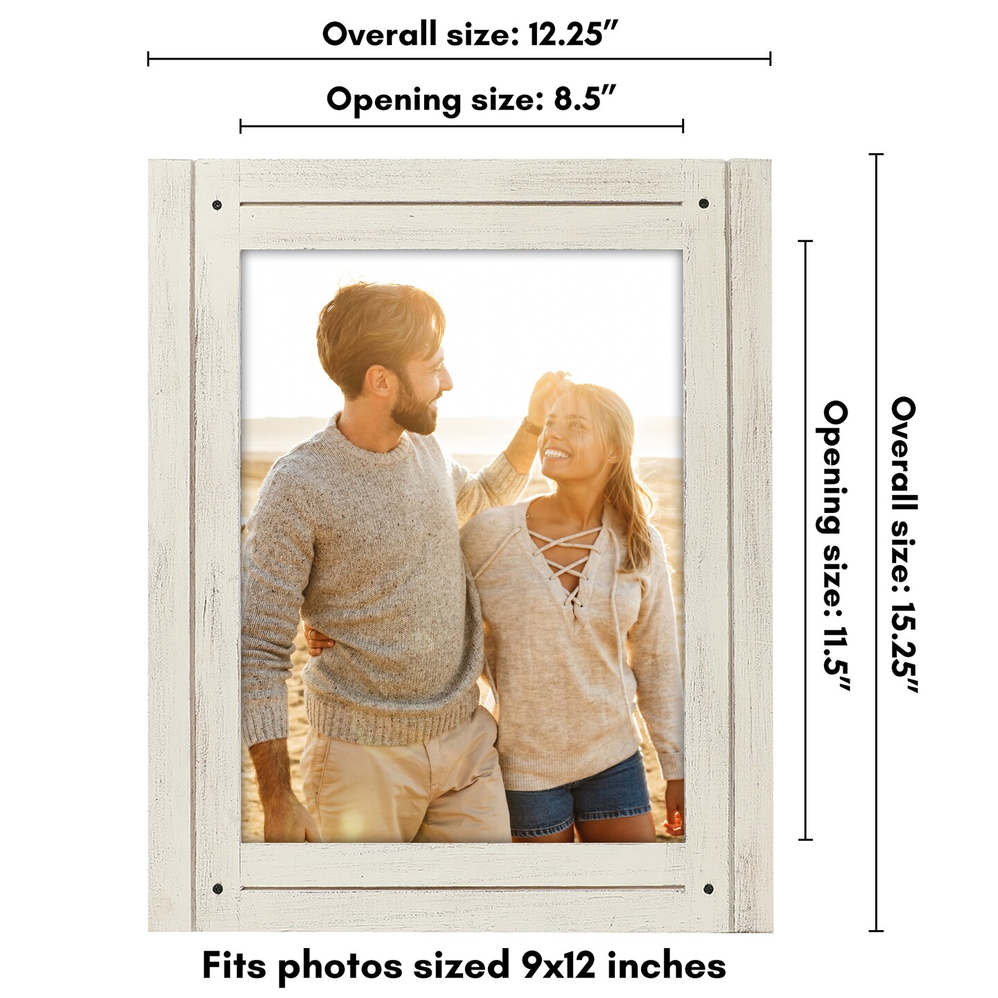 Americanflat Rustic Picture Frame - Modern Photo Frame for Unique Farmhouse Look - Polished Glass Cover - Hanging Hardware with Horizontal and Vertical Display - Includes Easel