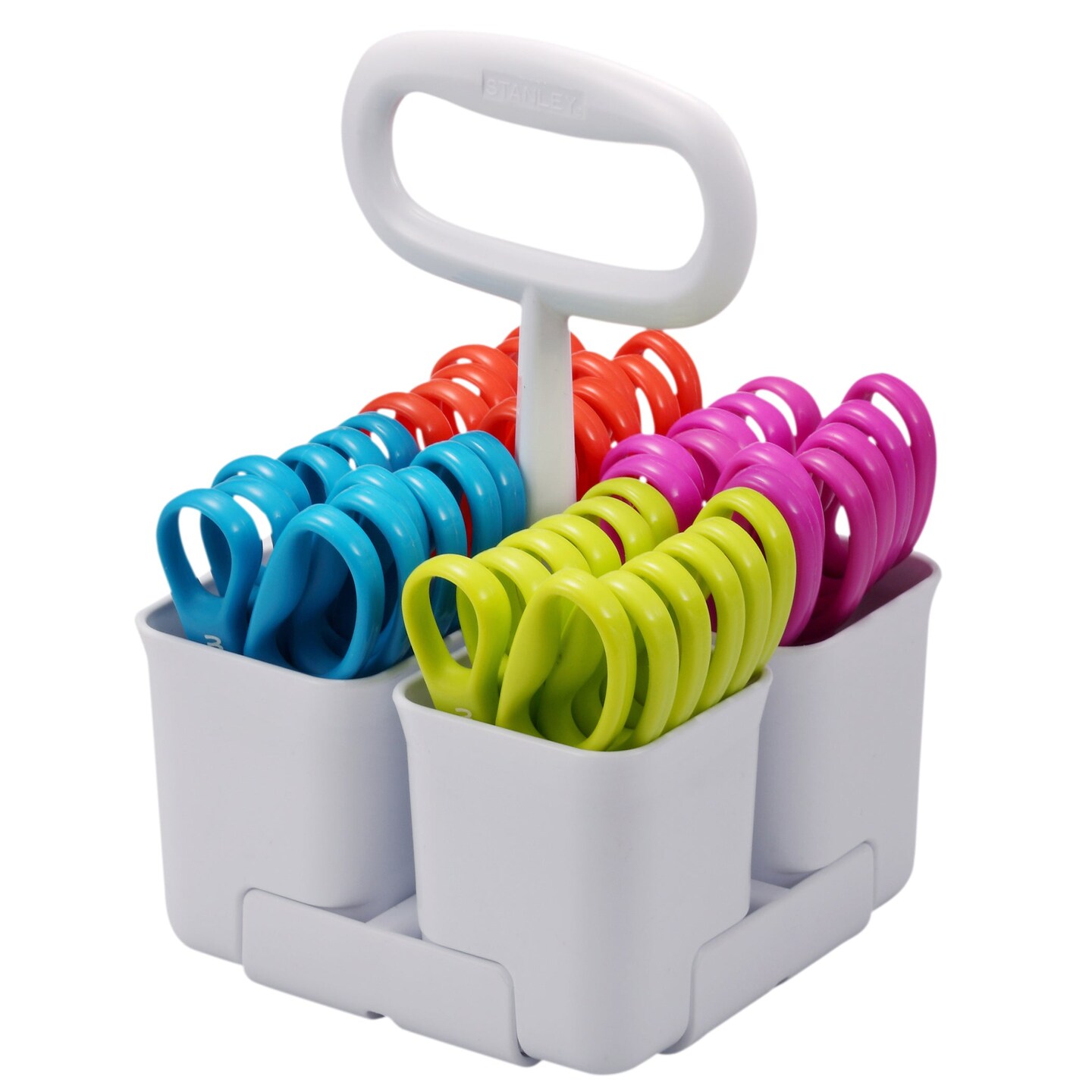 Art &#x26; Scissor Caddy with 24 Pack of Pointed Tip Kids Scissors