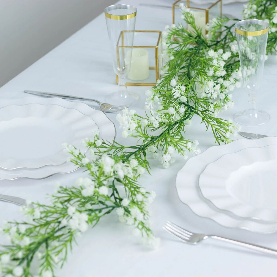 6 ft WHITE GREEN Silk Baby Breath Artificial Flower GARLAND