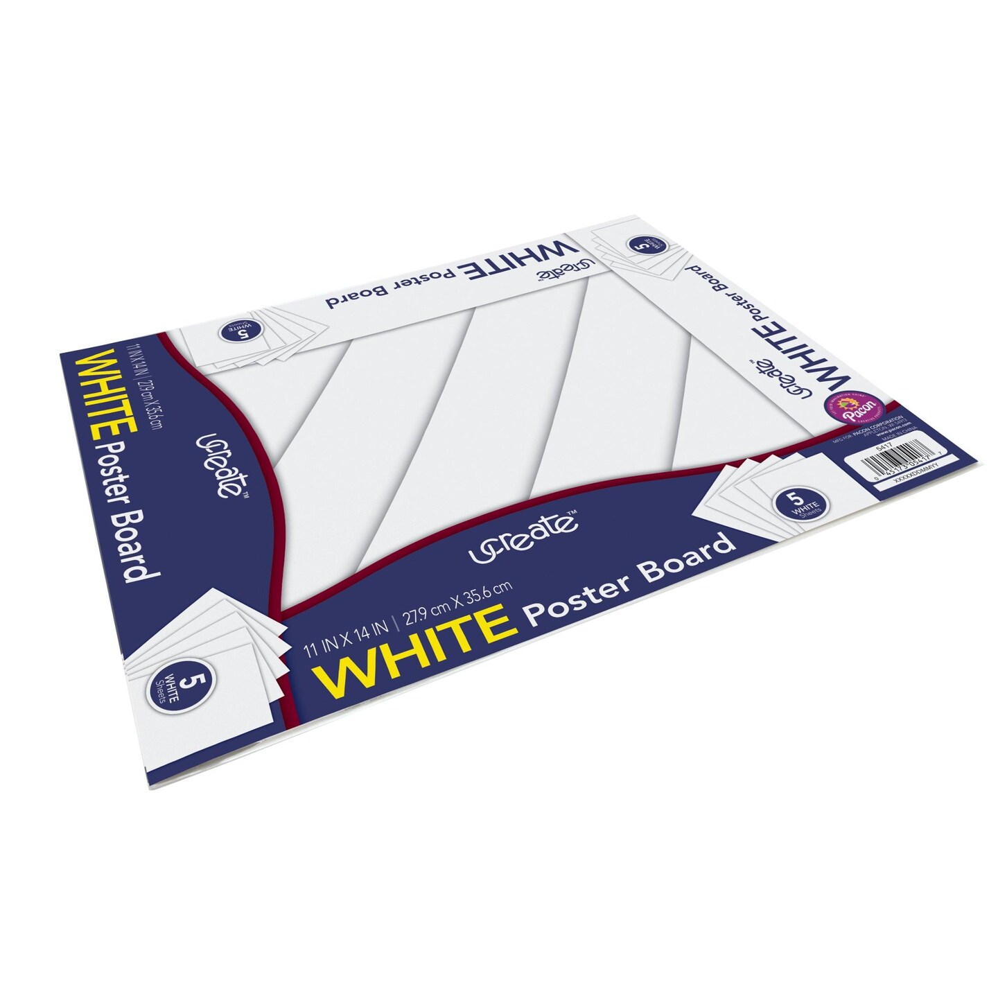 Poster Board, White, 11&#x22; x 14&#x22;, 5 Sheets Per Pack, 12 Packs