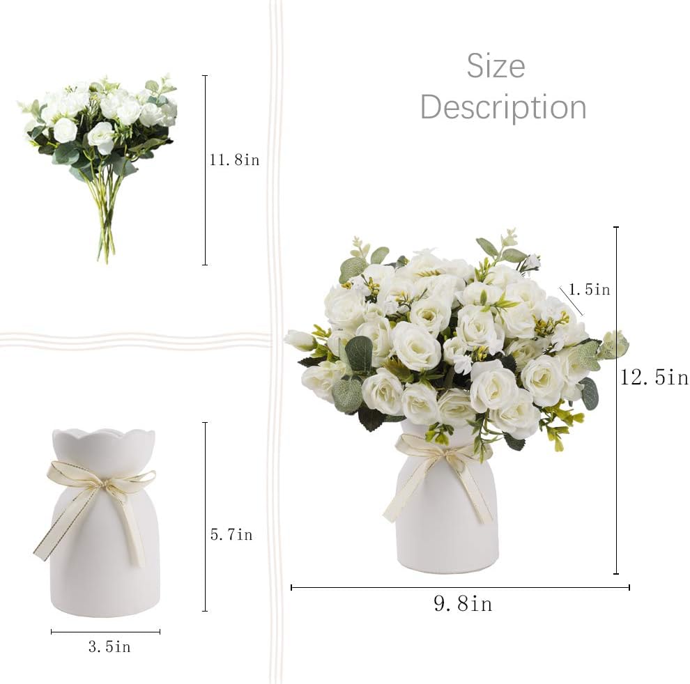 Artificial Silk Rose Bouquet with Vase