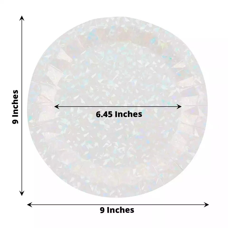 25 IRIDESCENT 9&#x22; Metallic Round Paper Salad Dinner Plates