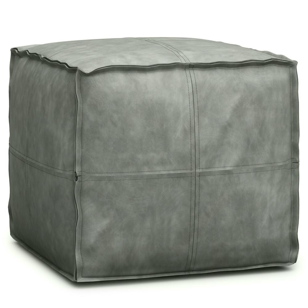 Simpli Home Brody Square Pouf, Footstool, Upholstered, Transitional, Modern