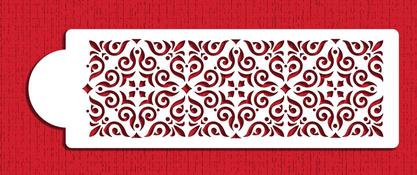 Mexican Tile Cake Stencil Tier #4 | C544 by Designer Stencils | Cake Decorating Tools | Baking Stencils for Royal Icing, Airbrush, Dusting Powder | Reusable Plastic Food Grade Stencil for Cakes | Easy to Use & Clean Cake Stencil