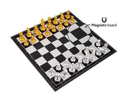 Magnetic Travel Chess Set with Board That Becomes A Storage Compartment