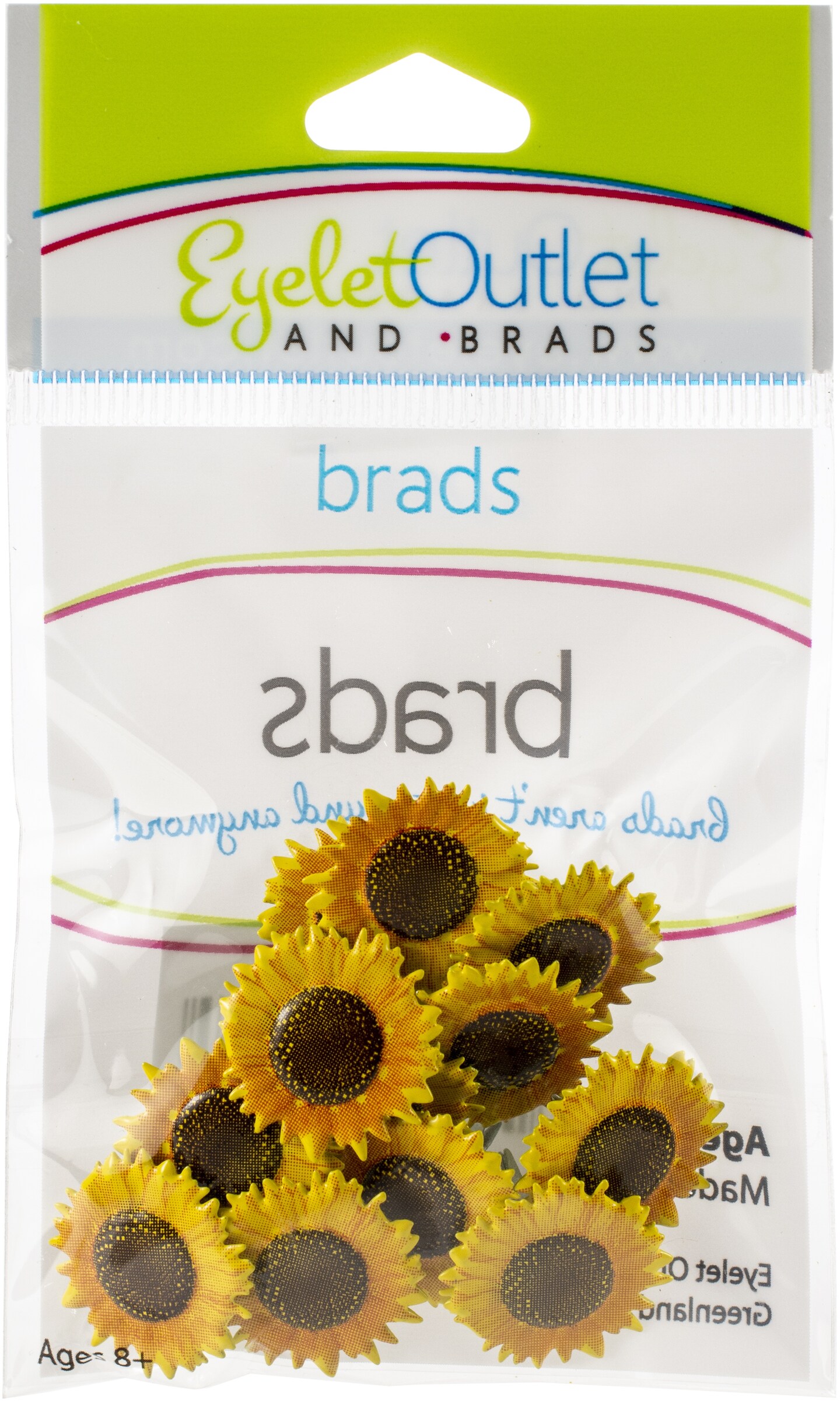 Eyelet Outlet Shape Brads 12/Pkg-Sunflower