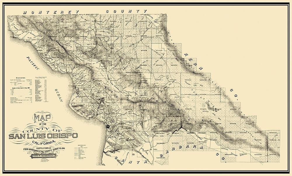San Luis Obispo California - Henderson 1890 Poster Print by Henderson Henderson # CASA0016