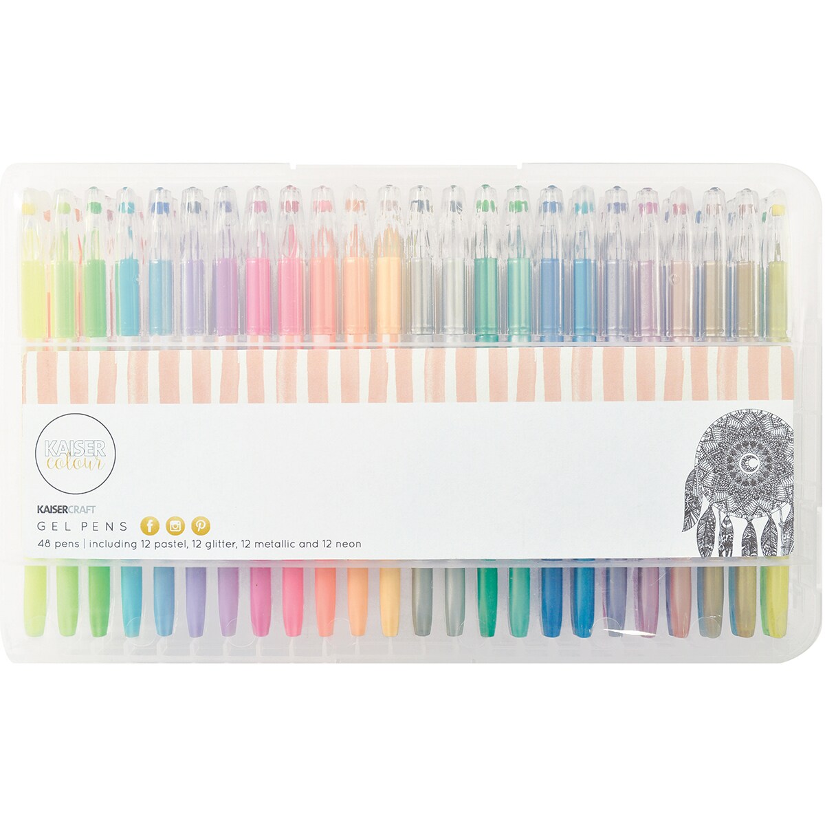 Kaisercolour Gel Pens 48/Pkg-Pastel, Glitter, Metallic &#x26; Neon; 12Ea