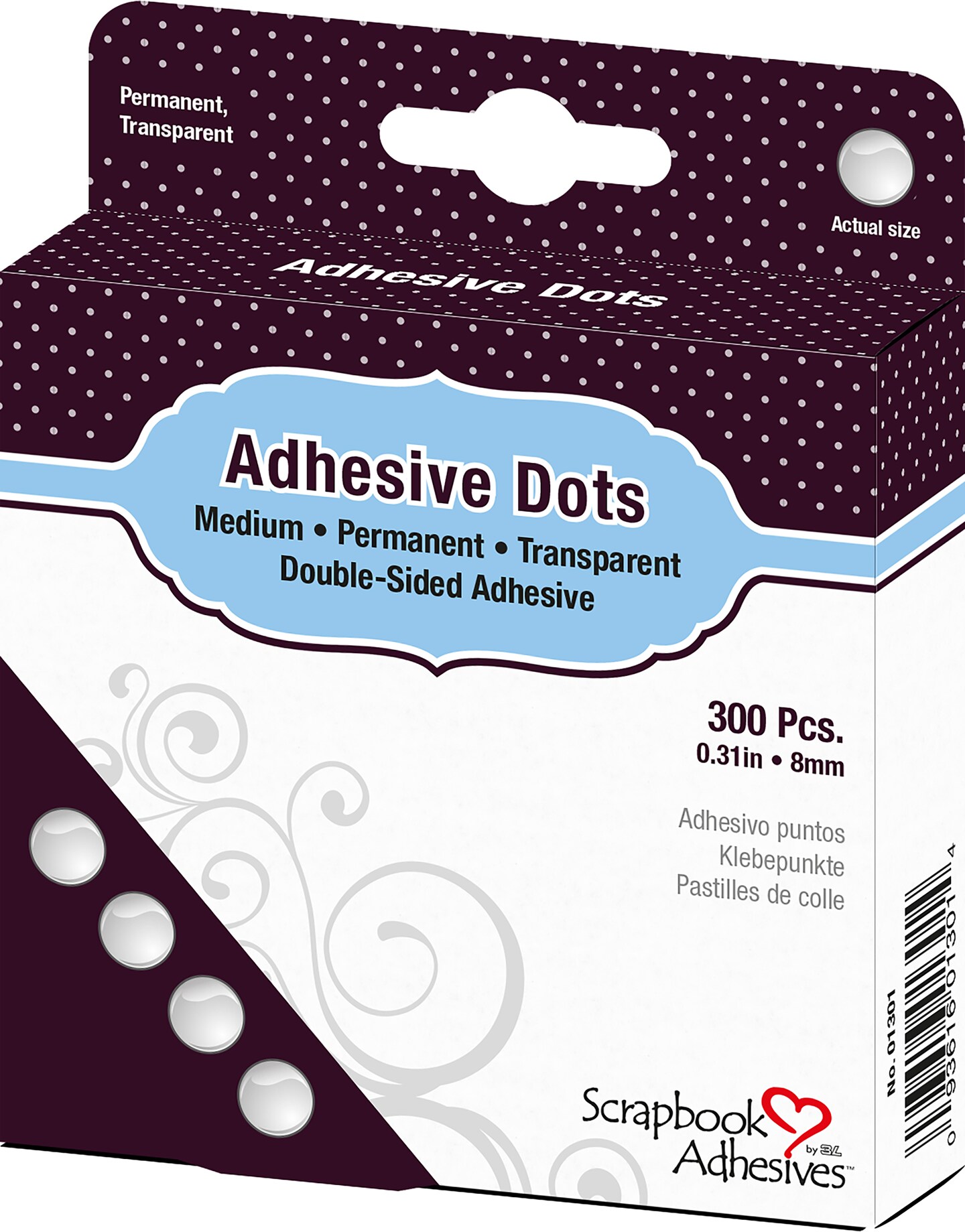 Dodz Adhesive Dot Roll Medium .375 300/Pkg