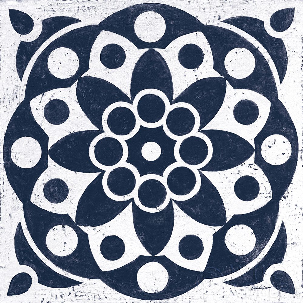 Blue and White Tile II Poster Print by Kathrine Lovell # 59159