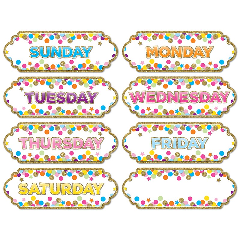 Magnetic Die-Cut Timesavers &#x26; Labels, Confetti Days of the Week