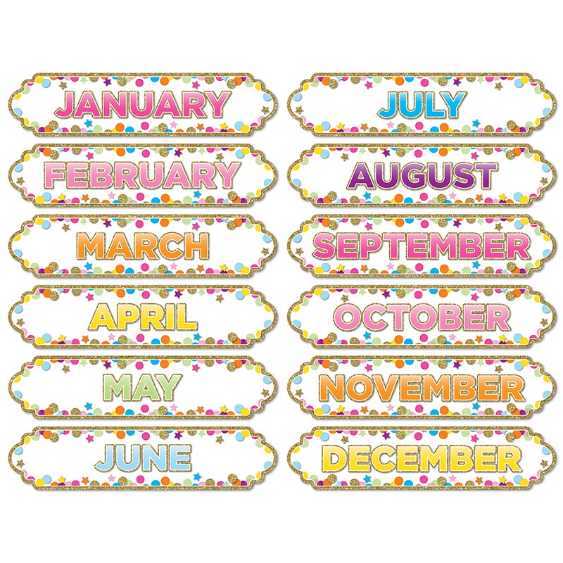 Magnetic Die-Cut Timesavers &#x26; Labels, Confetti Months of the Year