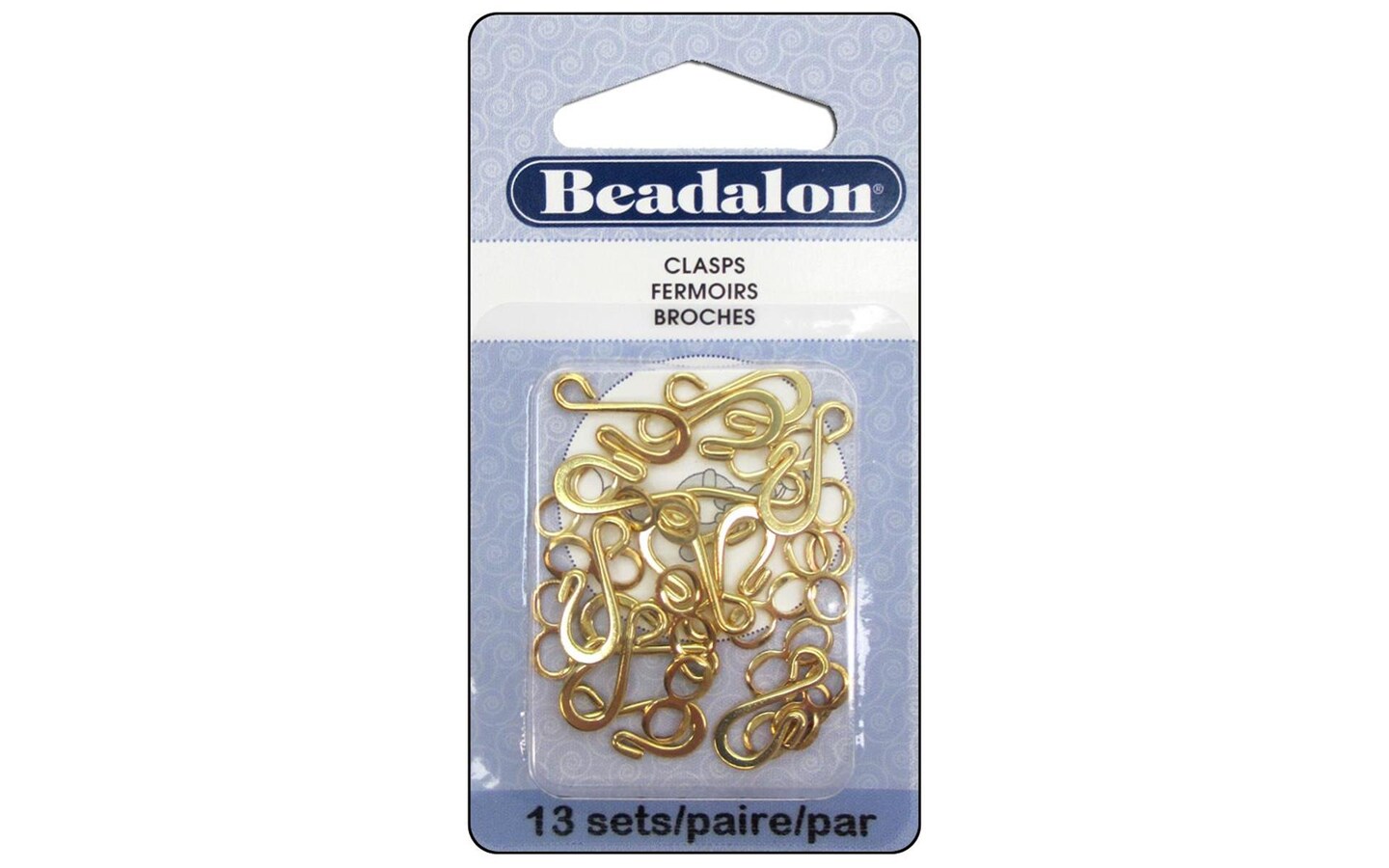 Beadalon Hook &#x26; Eye Clasps Medium 13Set Goldplated