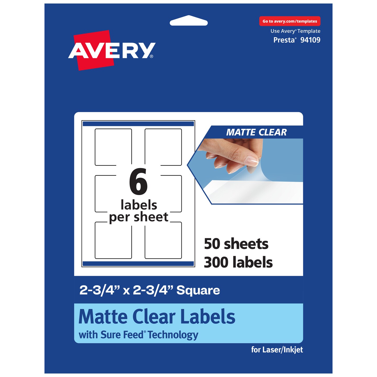 Avery Matte Clear Labels,  2-3/4&#x22; x 2-3/4&#x22; Square